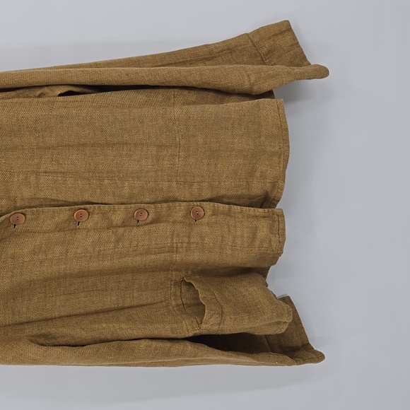 Flax Linen Button Down Blouse Yellowish Women's Size S - Picture 4 of 9